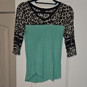 Rue21 Leopard Print and Teal Blouse